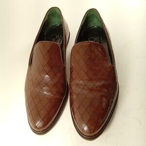 VTG Joan & David Brown Leather Slip On Loafers Shoe Handmade Italy 8.5 M Luggage
